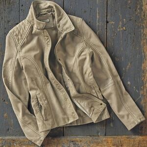 Carbon2Cobalt Women's Printemps Leather Jacket In Chamois Size Medium EUC